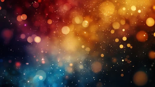 Digital bokeh nebula with warm gradient particle fields.