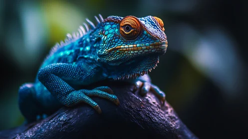 Blue reptile rendered with detailed macro-style lighting effects