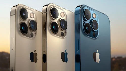 Apple's Latest iPhone Pro Lineup Shines in Warm Light.