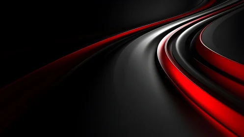 Sleek black and red abstract curves in modern digital art style.