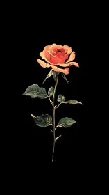 Coral Rose Solitude: A Study in Warmth Against Void.