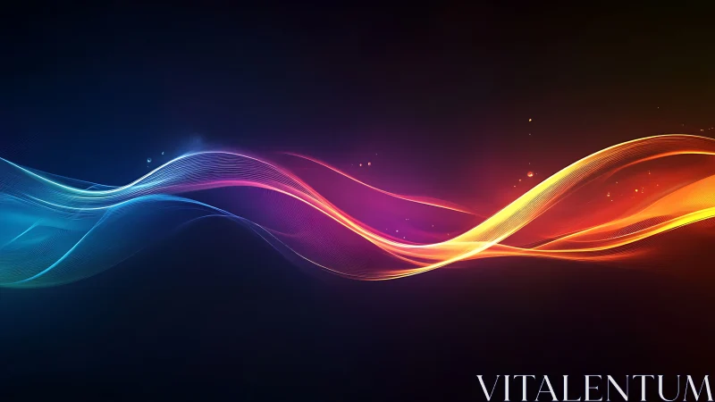 Bicolor luminous waveform ribbons on deep gradient spectrum field