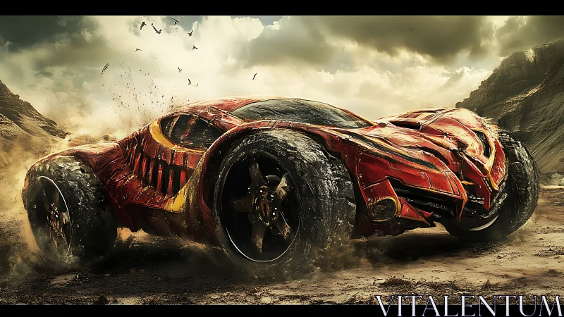 Off-road hypercar drifts through desert dust in cinematic light.