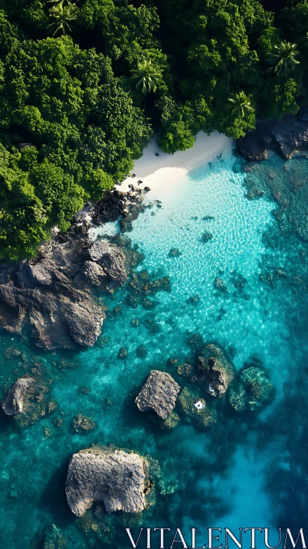 Tropical Cove with Crystalline Waters Meets Dense Jungle