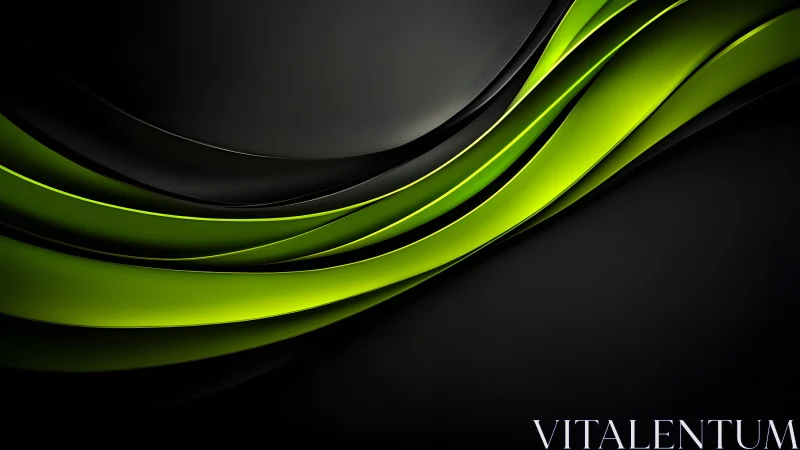 Sleek green and black abstract waves digital background design.