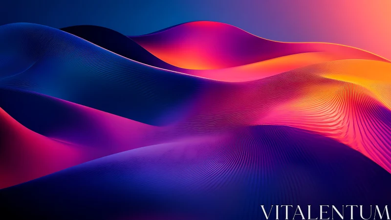 Vibrant abstract gradient waves in flowing landscape.