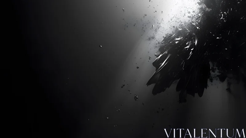 Abstract black explosion with dramatic lighting in digital art.