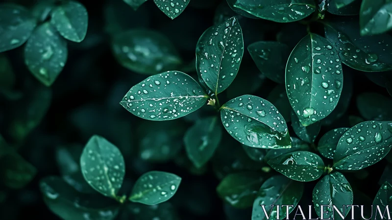 Rain-kissed green leaves offering a quiet, soothing escape.