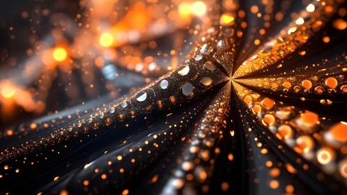 Abstract fractal pattern with glowing orange lights, digital art style.