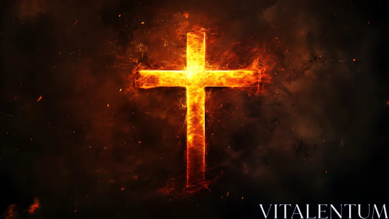 Blazing Ember Cross Burning Through the Midnight Gloom.