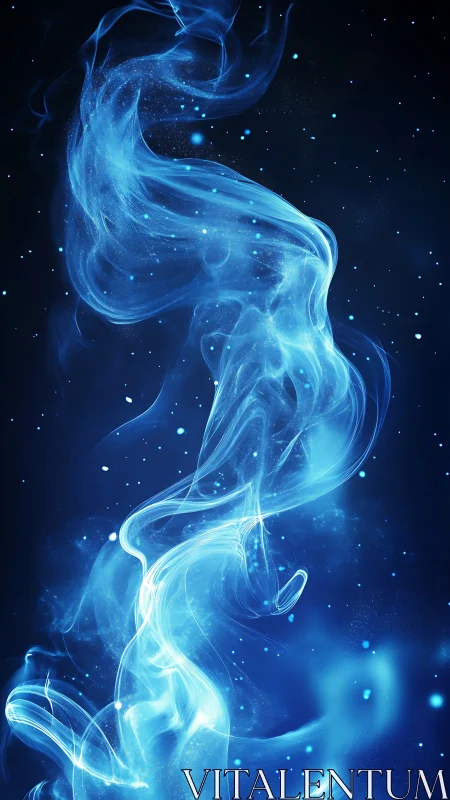 Luminescent plasma stream in deep-space particulate field.