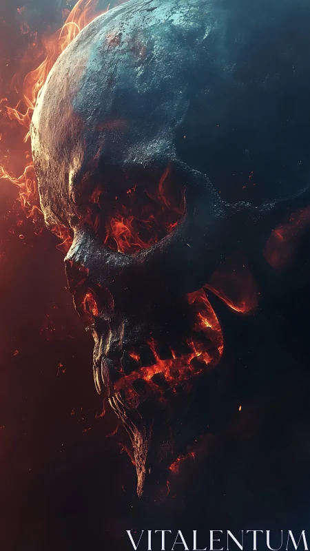 Infernal ember skull blazing through the darkened void.