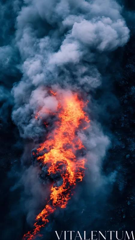 Aerial thermographic visualization of active lava discharge plume with turbulent convective flow dyn