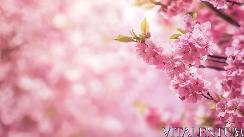 Cherry Blossom Branch in Spring Bloom.