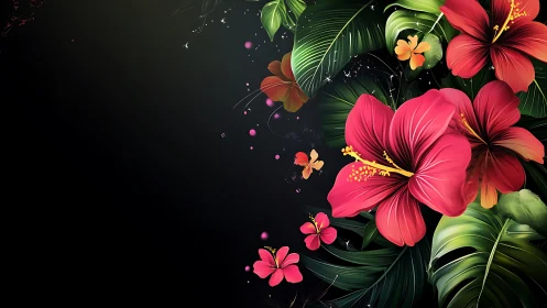 Tropical Blooms Dance in Darkness.