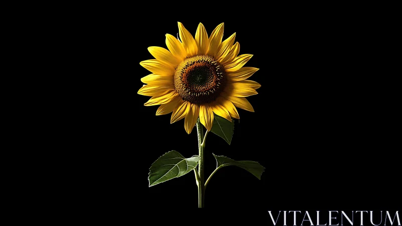 Sunflower with Black Background Botanical Study