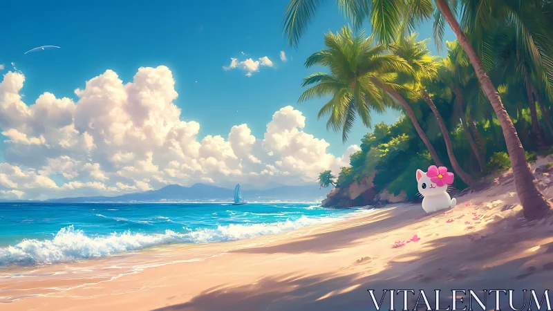 Tropical Beach Paradise with Whimsical Character Animation.