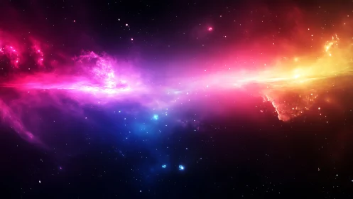 Radiant nebula bridge glows across a deep cosmic void