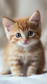 Orange Tabby Kitten with Hyperrealistic Ocular Detail and Soft Diffusion.