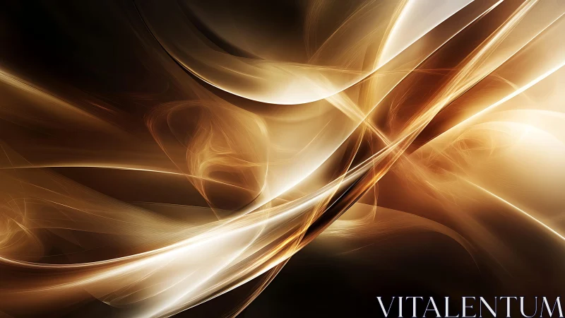 Elegant flowing golden abstract waves in digital art style.