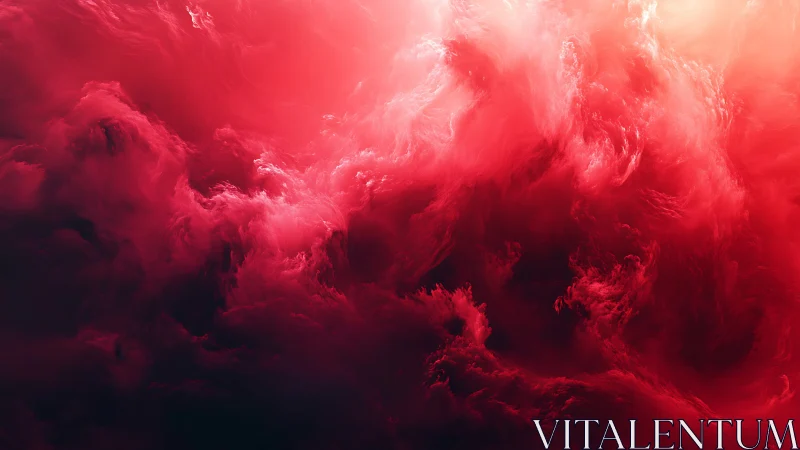 Crimson cosmic clouds swirl in a dramatic abstract skyscape