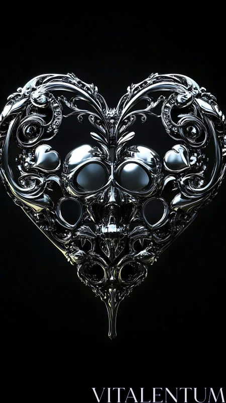 Ornate Glass Heart with Baroque Filigree Relief