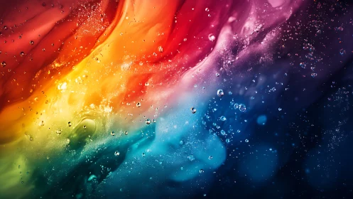 Colorful liquid swirls shimmer gently with bright cosmic energy