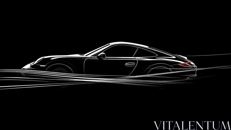 Streamlined sports car silhouette slices through airflow lines