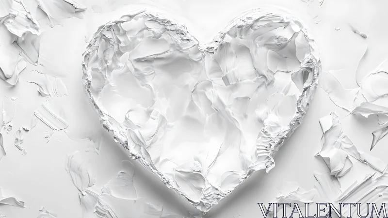 Heart Sculpted White Paint Textured Abstract Form