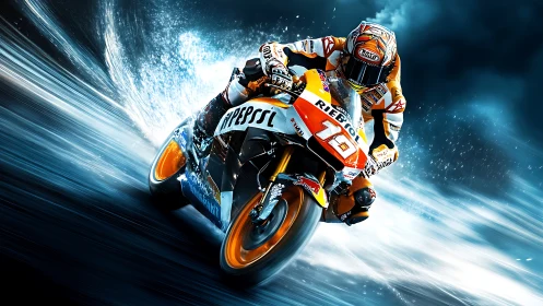 Stormrider superbike slashes through neon-tinted speed rain.