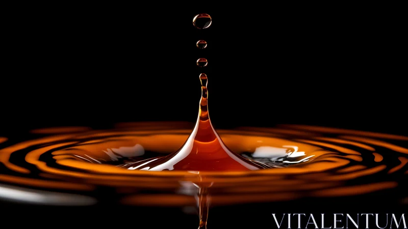 Macro capture of orange liquid droplet impact on surface.