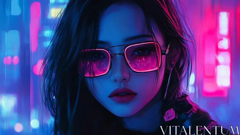 Neon-drenched gaze rewrites midnight streets in electric pink