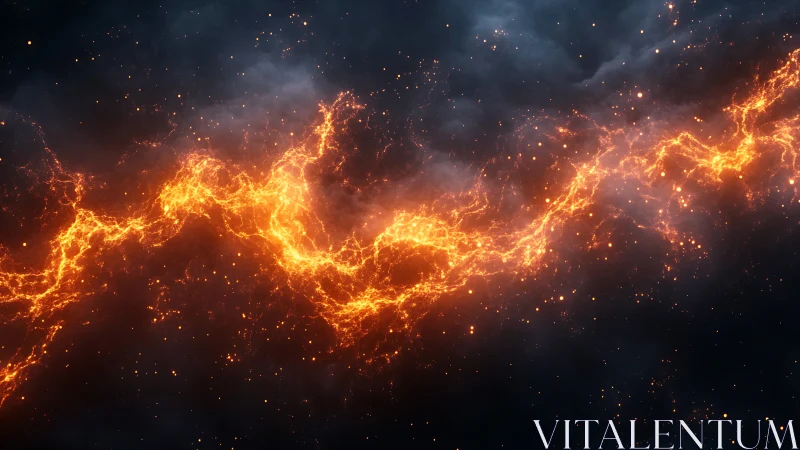 Plasma energy waves ignite dark space with glowing particles