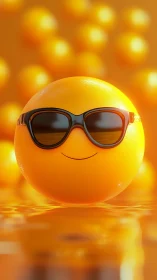 Cool citrus emoji orb in glossy golden sunshine swagger.