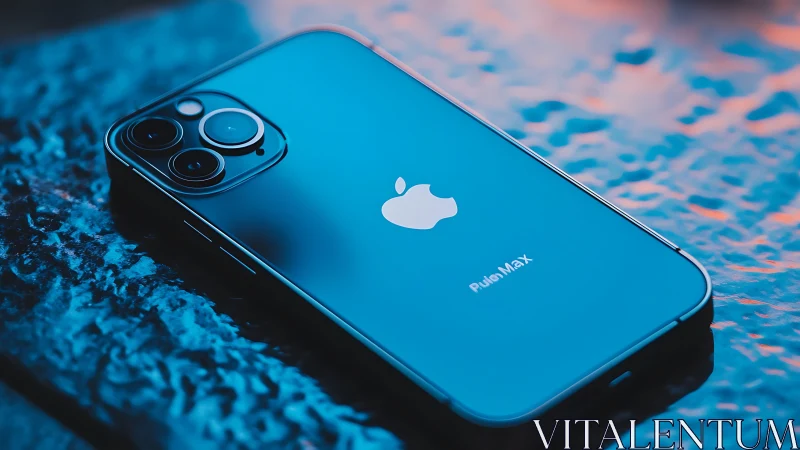 Blue iPhone Pro Max in Stunning Tech Photography.