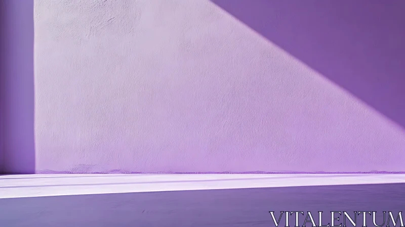 Lilac wall geometry with sharp diagonal sunlight contrast.