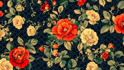 Blooming roses drift like constellations across velvet night