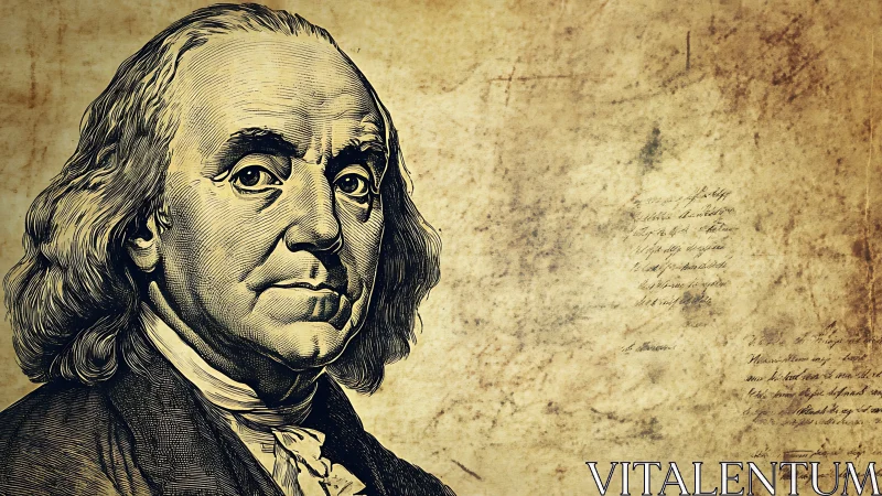 Historic engraved portrait on distressed parchment ground.