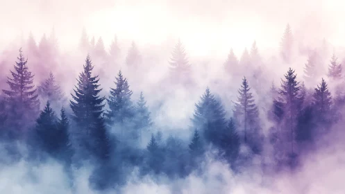 Misty Forest Dreams in Purple and Blue.