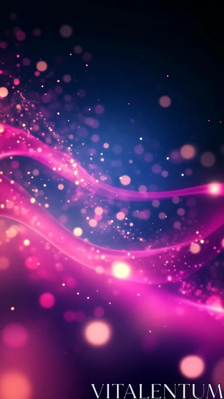 Shimmering pink light trails drifting through night sky.