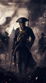 Stormstriding commander in smoky revolution march.