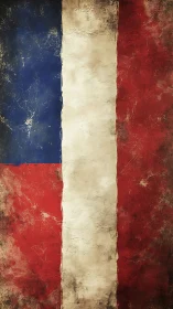 Weathered tricolor banner drenched in vintage grit and glory.