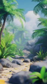 Tropical Gateway: Where Palms Frame Paradise.