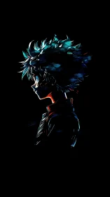 Electric dusk traces a lone anime hero in fractured neon