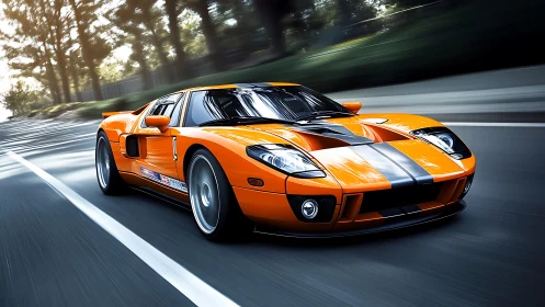 Orange street rocket streaking through silver morning light.