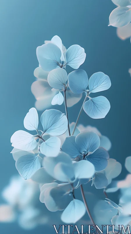 Delicate Petals Dance Through Ethereal Turquoise Dreams.