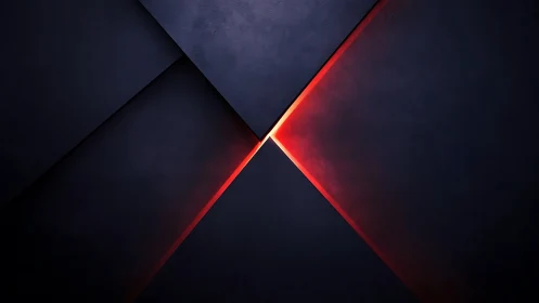 Dark geometric layers slice apart to reveal glowing red light
