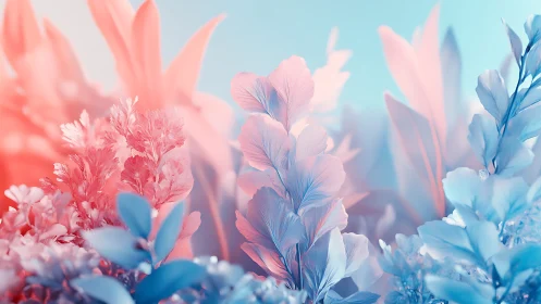 Dual-tone macro foliage renders with soft depth-of-field separation