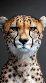 Cheetah stares ahead with intense amber-eyed focus.
