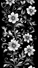 Monochromatic Floral Baroque: Elegant Scrollwork and Blooms